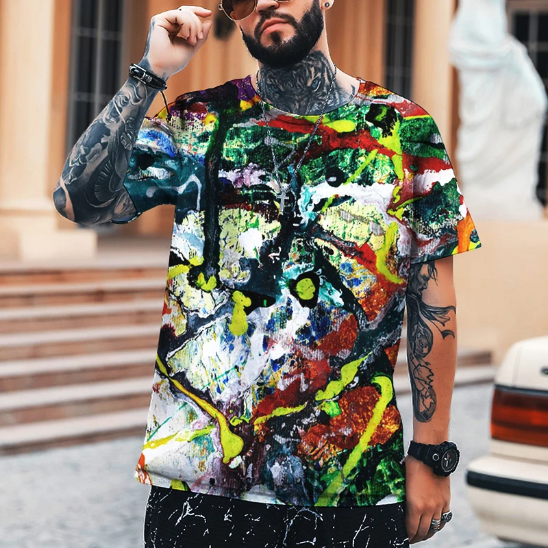 Pittura Graffiti da parete Stampa 3D da uomo T-shirt Leica in poliestere di alta qualità Comodo top di abbigliamento di marca da donna di grandi dimensioni 4