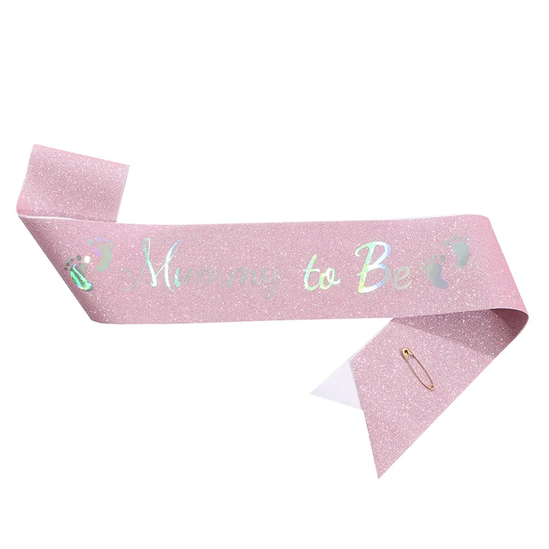 Glitter Satin Sash Set for Expectant Parents - Baby Shower & Gender Reveal Party Decoration