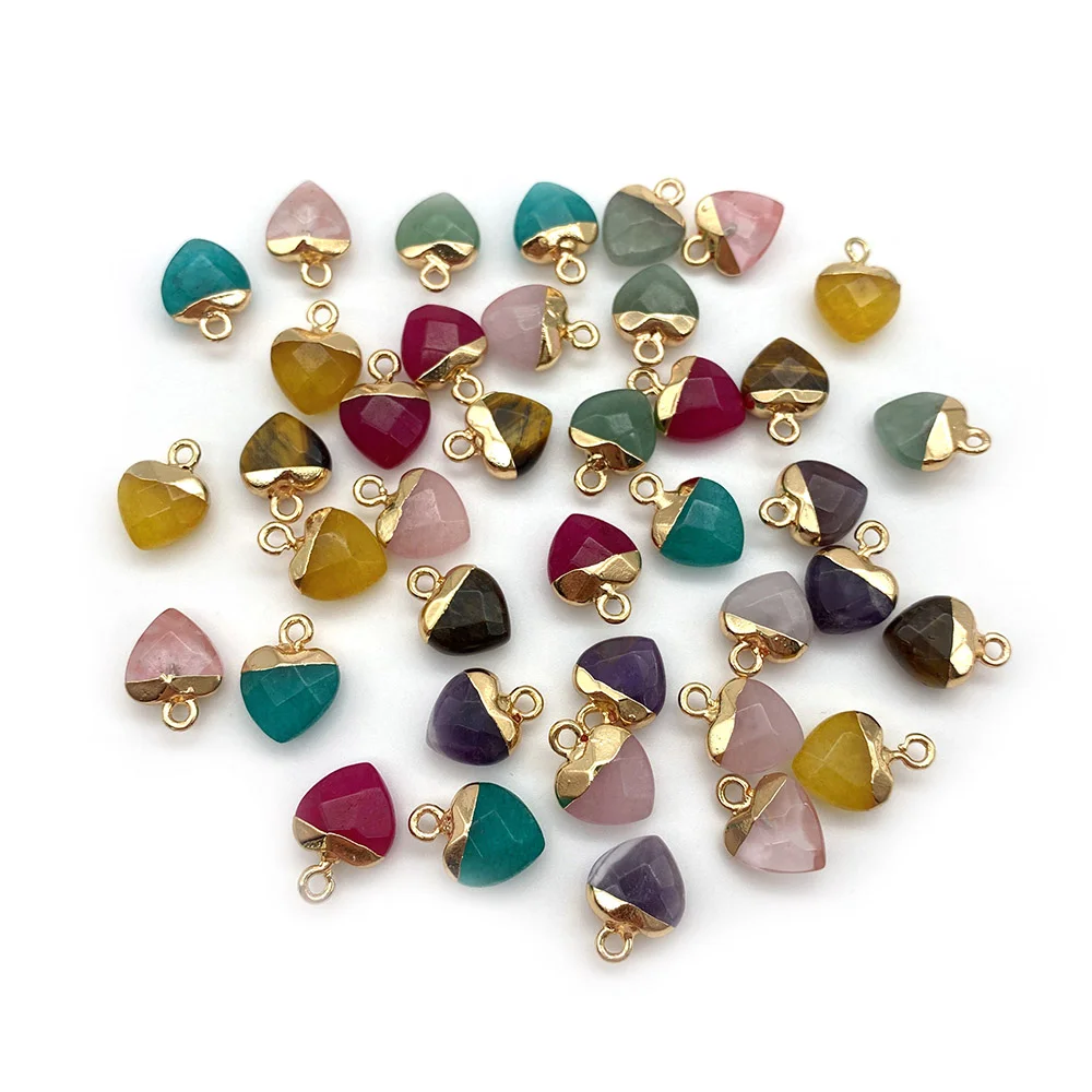 

5pcs/lot Natural Stone Pendants Amethyst Crystal Facet Heart Pendants for Jewelry Making DIY Necklace Earring Charms Accessories