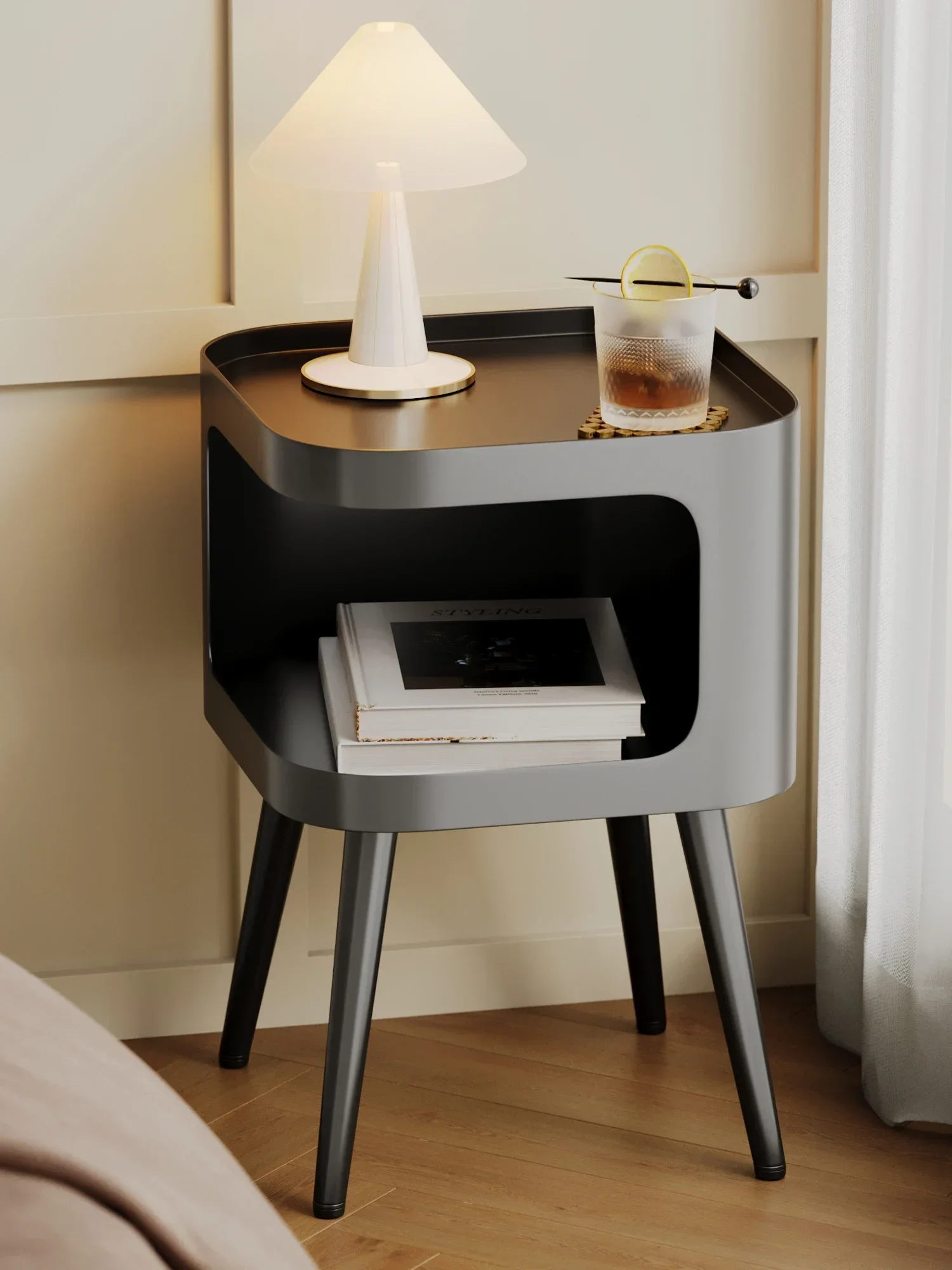 

Bedside Table Home Bedroom Modern Simple Rack American Storage Table