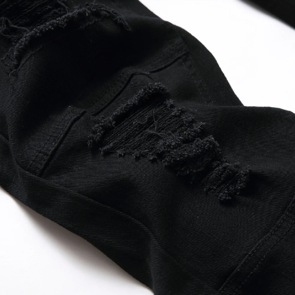Ripped Patchwork Jeans Ripped Jeans Men Stretch Skinny Fit Pencil Jeans Trousers For Men's