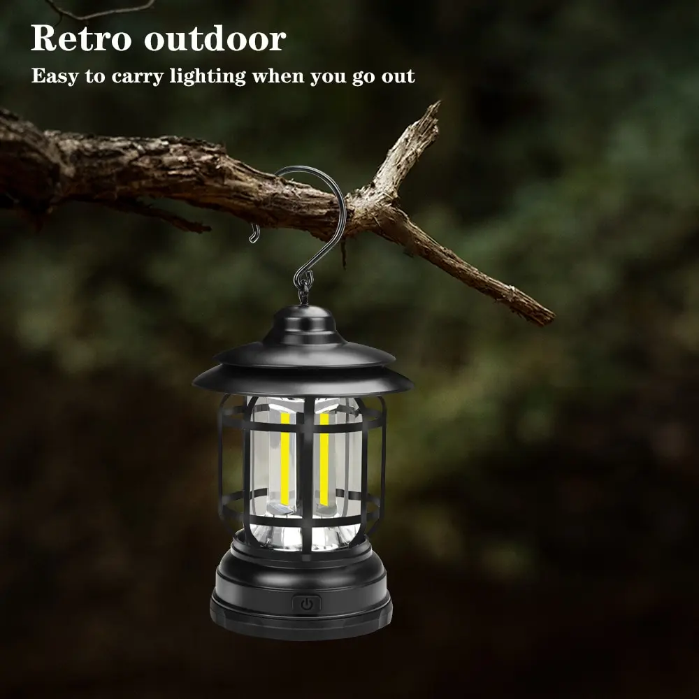 Camping Light LED Lantern 2Lighting Modes COB Battery Powered For Hiking Camping Emergency Home Power Outages Indoor Outdoor