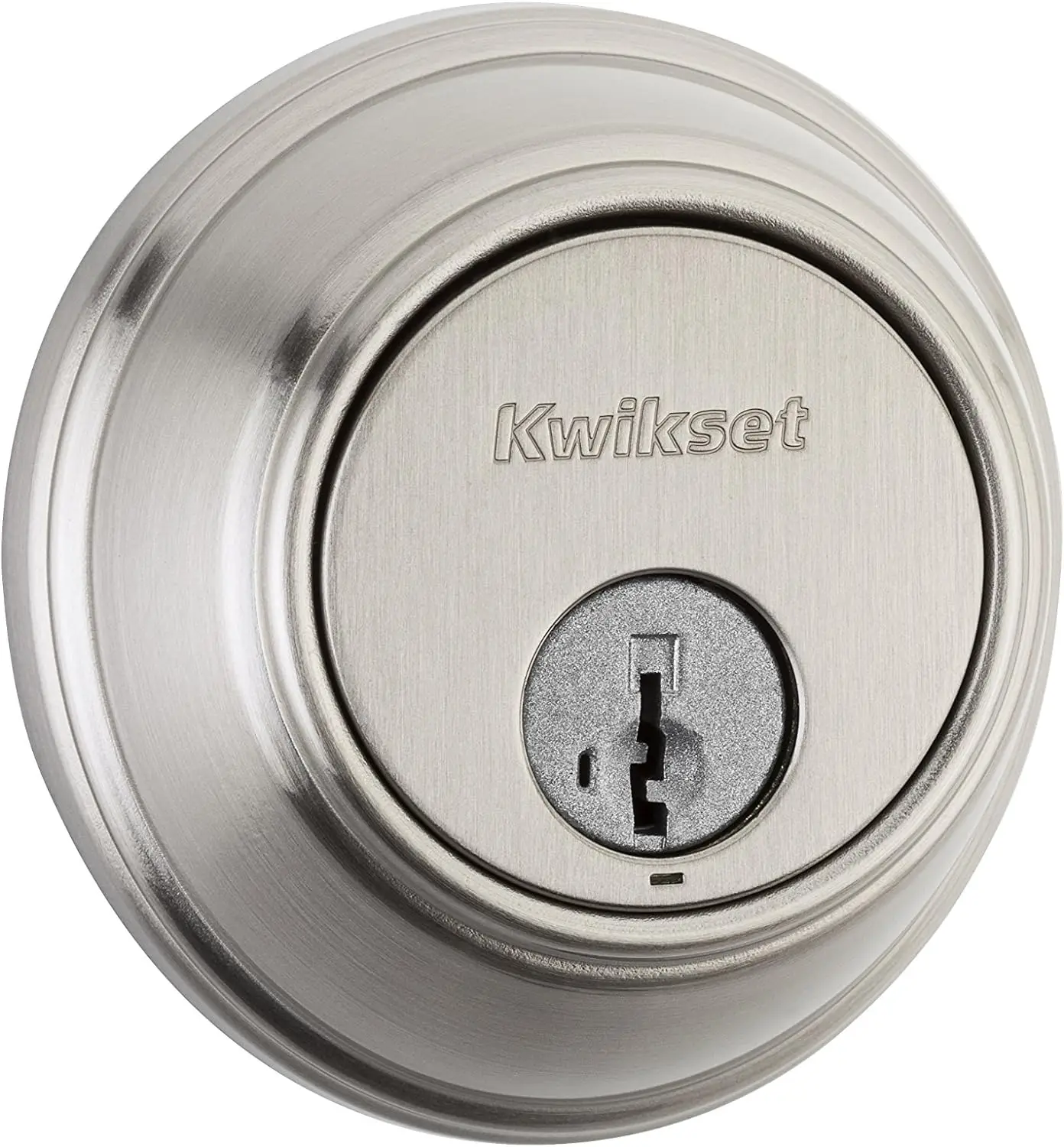 

98160-009 Deadbolt, Satin Nickel.turn piece interior locking,exterior locking using a key,Kwikset’s SmartKey Security technology