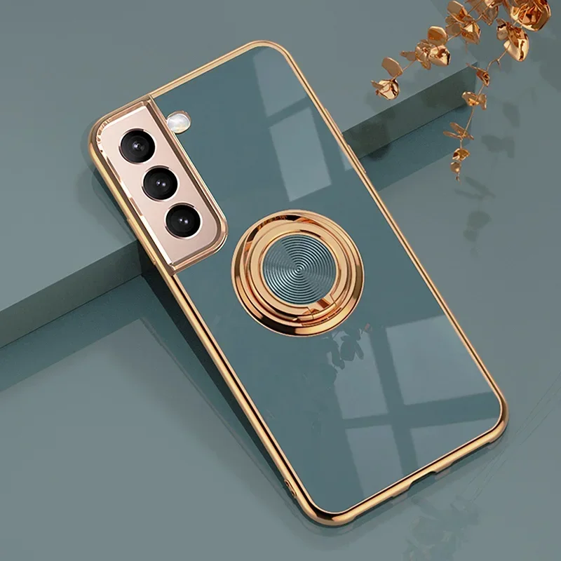 Electroplated Soft Back Phone Case with Ring Holder