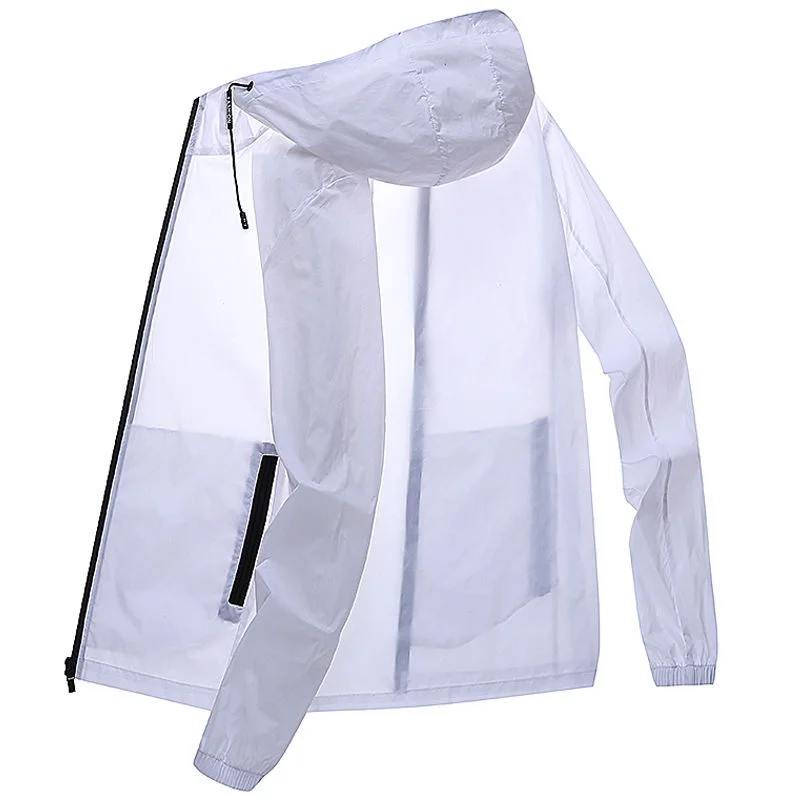 

Sun Protection Clothes Men Jacket Summer Skin Clothing Solid Color Zipper Hooded Casual Thin Coat Male Outdoor Pockets Tops