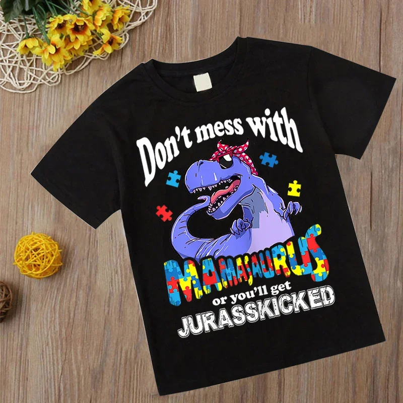 autism Boys T Shirt Short Sleeves Cotton Tops Girls Baby Children Clothing Summer Tshirt Dinosaur Tee Toddler Clothes 2-14 Years 3