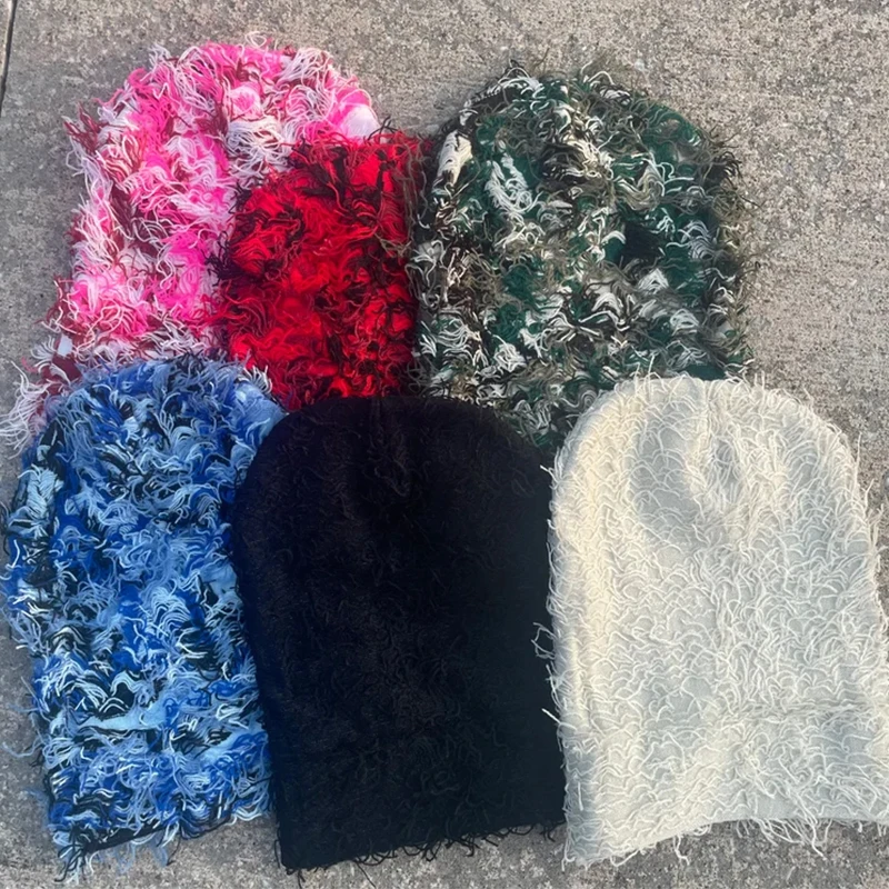 KORADI Distressed Beanie - Warm Fuzzy Y2K Knit Hat For Women & Men, One Size Fits Most, Winter Ski Hat