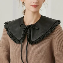 

Ruffled Lace Leather False Collar Detachable Collar Black DIY Fake Collar Scarf Around Doll Neck Lace Neckline Decorative Shawl
