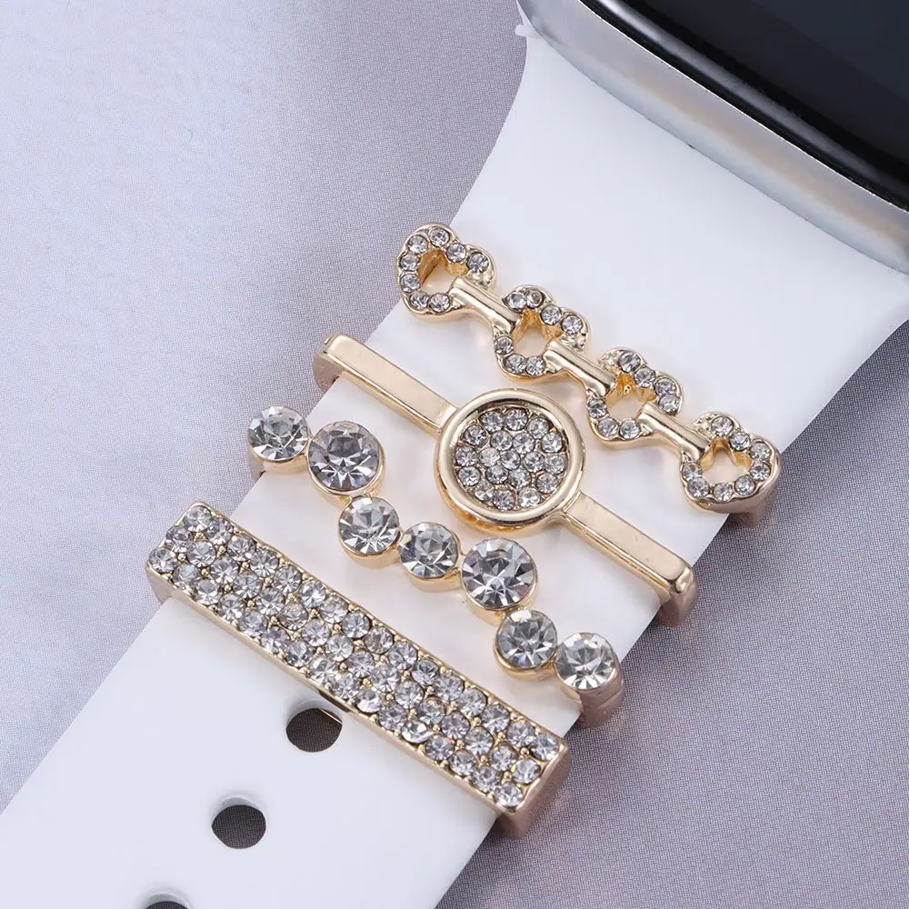 

Metal Diamond Strap Decorative Ring For Apple Watch Band Charms Ornament Smart Watch Silicone Bracelet Accessories For iwatch