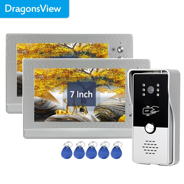 Dragonsview 7 Inch Video Intercom for Home Video Doorbell Camera with RFID Card Multiple System  Unlock Talk Rainproof 3