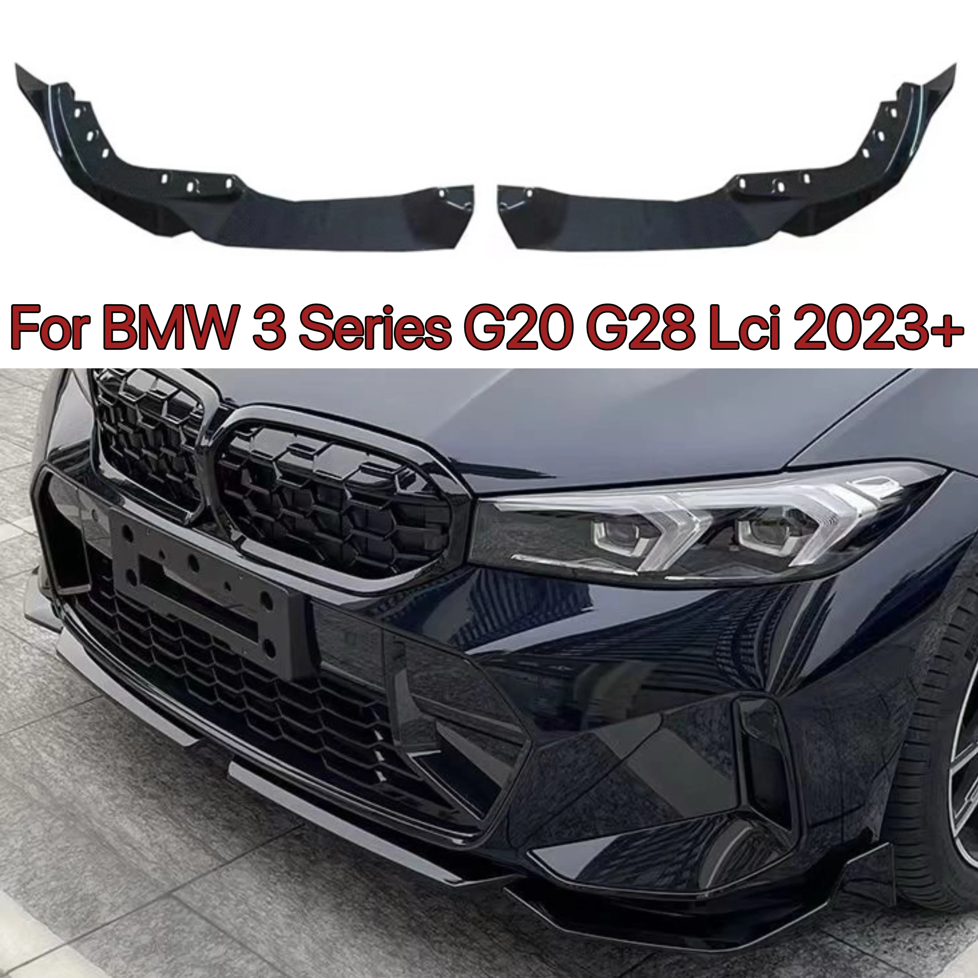 

2Pcs/Set MP Style Front Bumper Splitter Lip Spoiler Diffuser Guard Body Kit Cover For BMW 3 Series G20 G28 Lci 2023+ Gloss Black