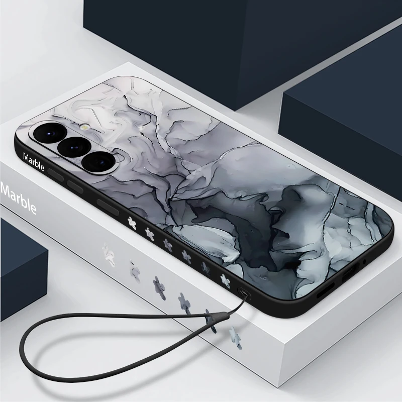 Colorful Marble Case For Samsung Galaxy S24 S23 S22 Ultra S21 S20 FE A16 A15 A25 A34 A35 A55 A52 A53 A54 5G S25 Lanyard Cover 2
