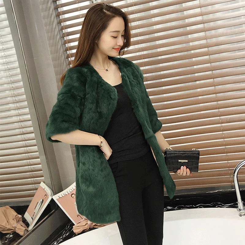 

Women Winter Thick Real Rabbit Fur Coats Female Warm Quality Genuine Jackets Ladies Fox Collar Outerwear G770