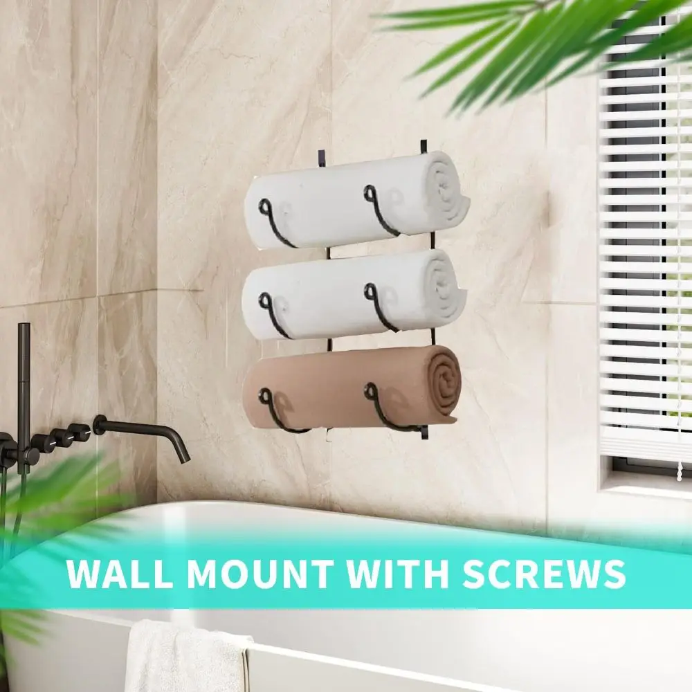 Sturdy Multi-Layer Wall Mounted Towel Rack Put Supplies Iron Storage Hanging Racks Black Multifunctional Wine Rack Kitchen