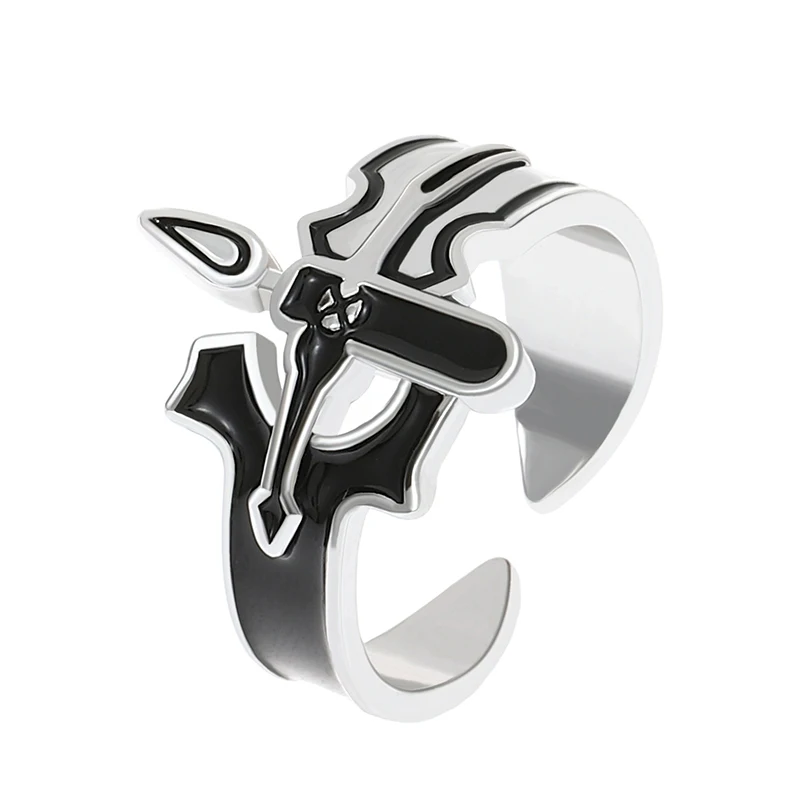 Couples Rings Sword Art Online Retro Kirito Asuna Cross Metal Men and Women
