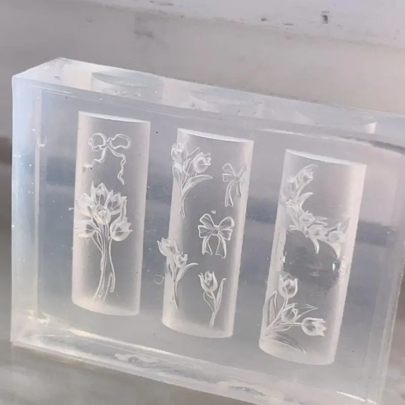 3D 실리콘 네일 몰드 달콤한 꽃 튤립 부케 투명 DIY 네일 아트 장식 매니큐어 템플릿 네일 참용