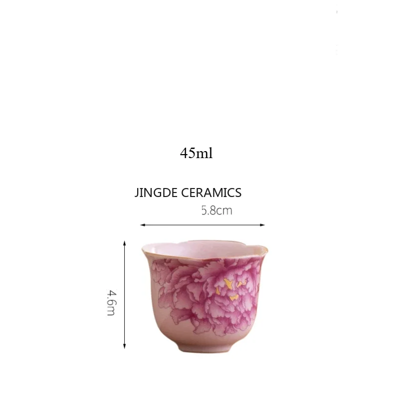 2 pcs/lot Chinese Ceramics Small Teacup Home Office Handmade Luxury Retro Teaware Accessories Single cup Master Drinkware 45ml