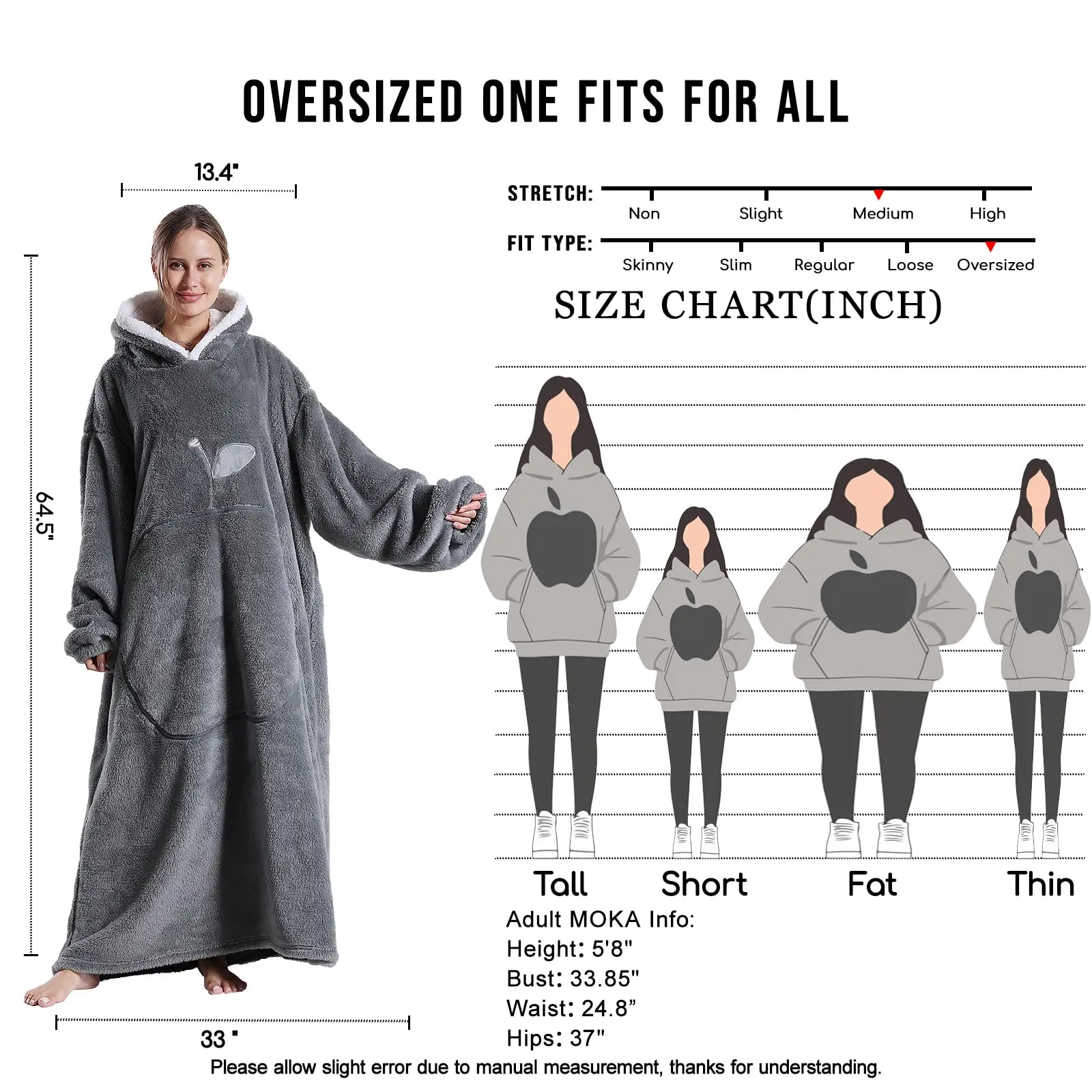 New Extra Long Wearable Blankets Winter Flannel Hooded Blanket with Full Sleeves Men Women Cozy Soft Throw Adult TV Warm Blanket 5
