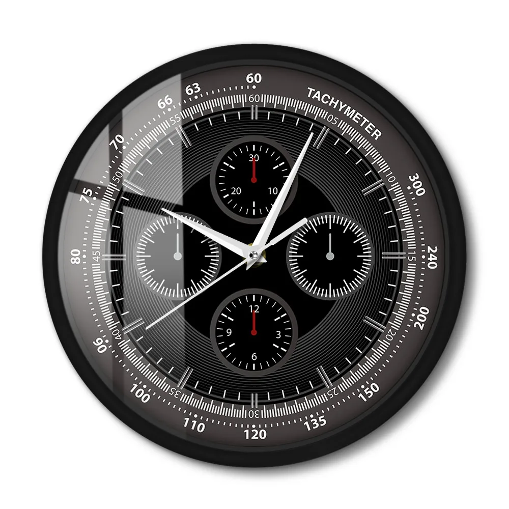 Tachymeter Wall Clock Aircraft Instrument Panel Metal Frame Round Wall Watch Metal Frame Clock  