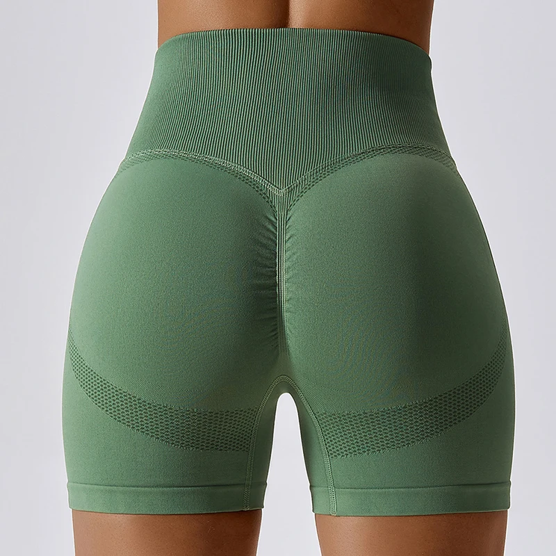 Seamless Sports Shorts Women High Waist Cycling Shorts Gym Workout Booty Scrunch Push Up Legging Yoga