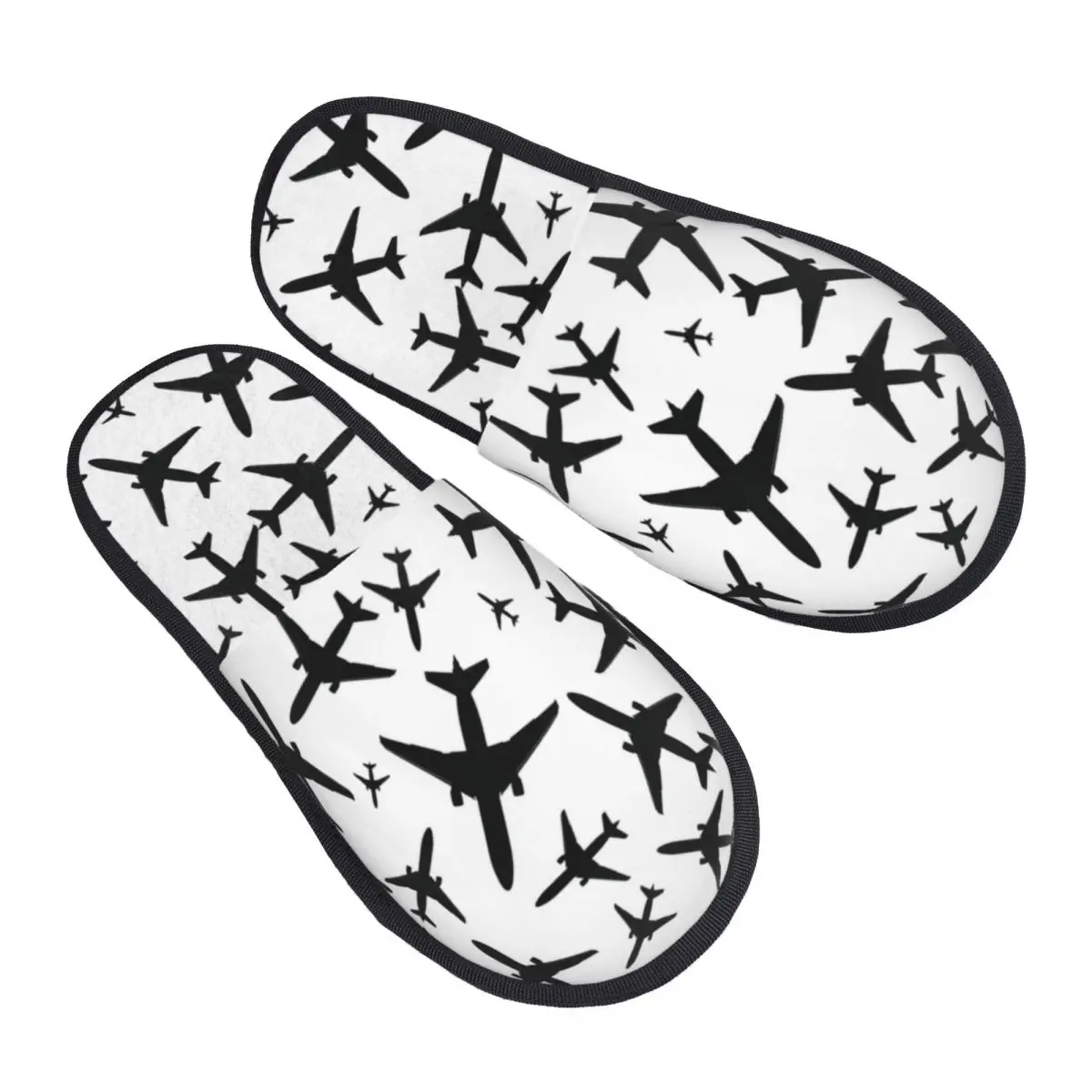 

Random Airplanes Pattern House Slippers Women Cozy Memory Foam Aviation Fighter Pilot Slip On Hotel Slipper Shoes