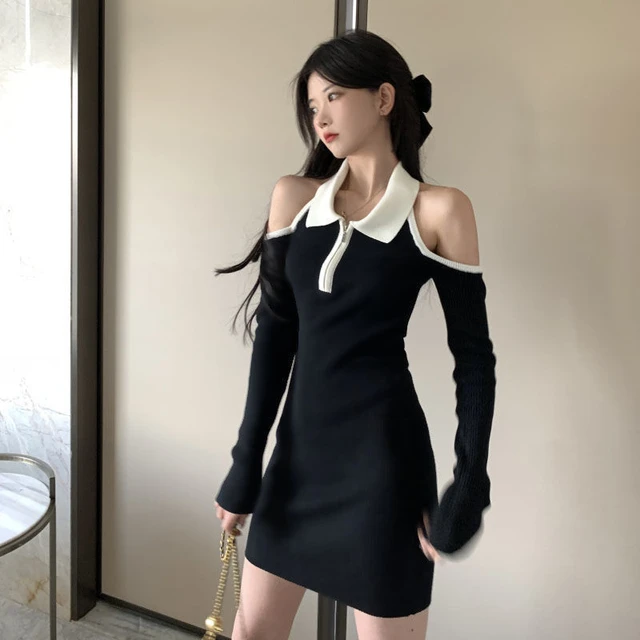Korean Sexy Long Sleeve Mini Dress  Korean Slim Thin Long Sleeve Dress -  2023 Sexy - Aliexpress