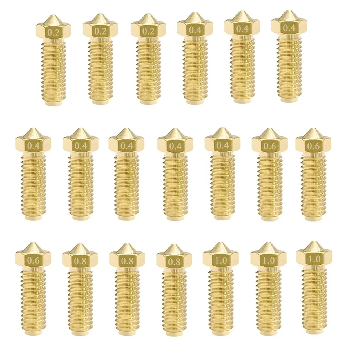 

20PCS Barss Nozzles Kit for Kobra 2, 3D Printer 8PCS 0.4mm and 3PCS 0.2mm, 0.6mm, 0.8mm, 1.0mm Nozzles Kit