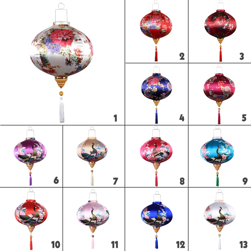 14 Inch Retro Chinese Silk Lanterns Japan Vietnam Mid-autumn Lantern For Outdoor Wedding Spring Festival Party Hanging Decor - Image 5