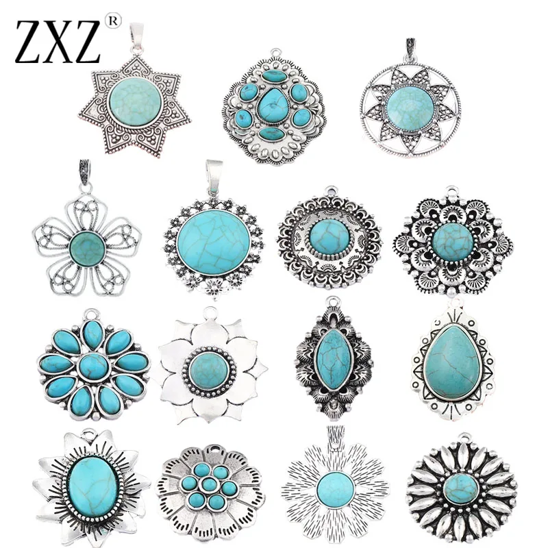 

ZXZ 2 шт., подвеска в виде цветка из искусственного серебра в античном стиле, Ювелирная фурнитура для изготовления ожерелья, серег