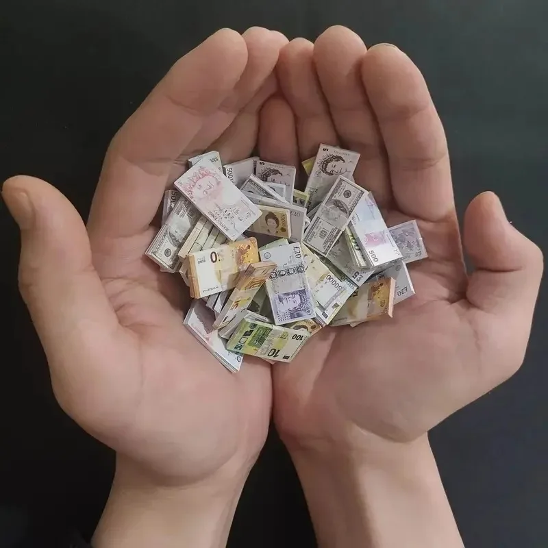 Fake Money Prop Toy 5PCS Dollar Euro Ticket Thumb-Sized Dollhouse Pocket Simulated Banknote Mini Fake Money Dollar Bills Prop Toy House Decoration