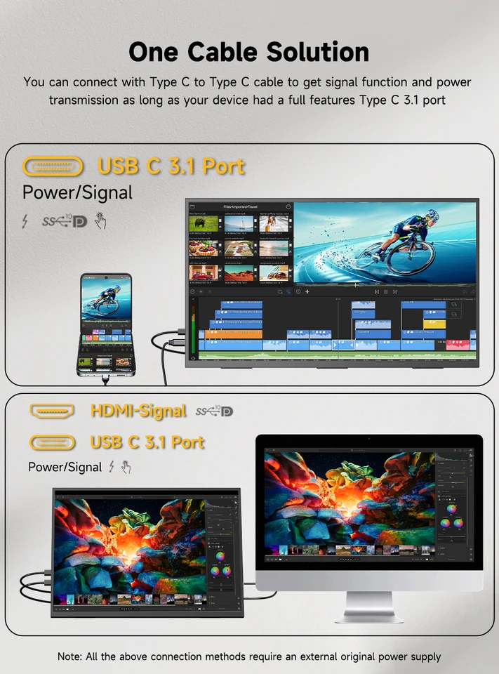 UPERFECT 23.8インチ モバイルモニター 100Hz 23 Inch Dual Screen 100Hz Stacked Computer Monitor with