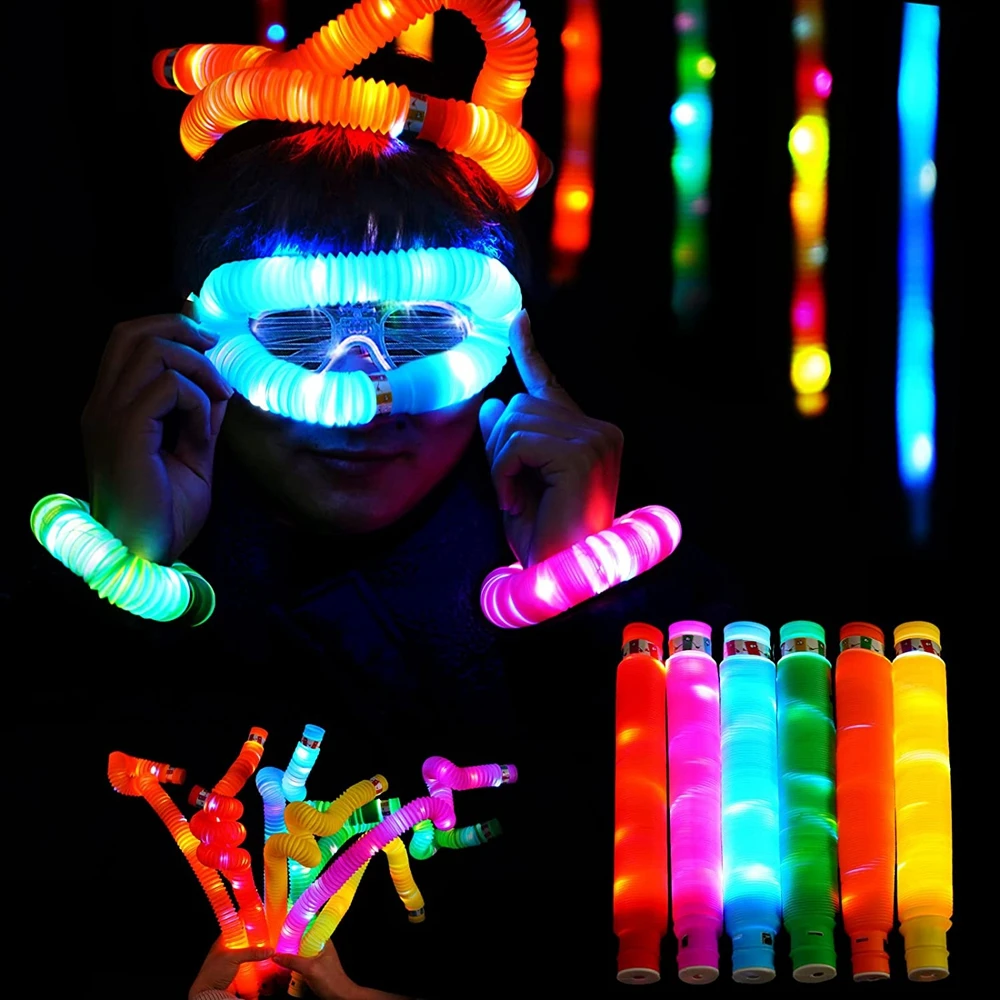 Juego de tubos sensoriales con luces LED para niños, barras luminosas para fiesta de cumpleaños, suministros que brillan en la oscuridad, paquetes| | - AliExpress