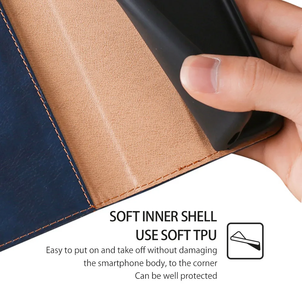 Luxury Leather Flip Wallet Case with Card Slots and Magnetic Closure
