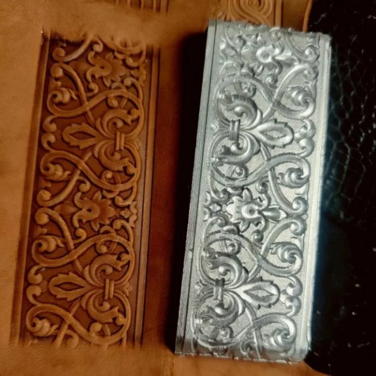 Description Picture 4 of itemRolled Vine Branch Pattern Belt Emboss Stamps Metal Pressing Mold 3D Vintage Design Leather Craft Carving Hydraulic Pressure