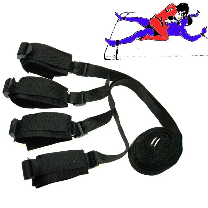 Bedroom Bondage Boutique Adjustable Belt Under Mattress Sex Toys for Couples SM Bed Fetish Restraint,Wrists 4 Ankle Cuffs