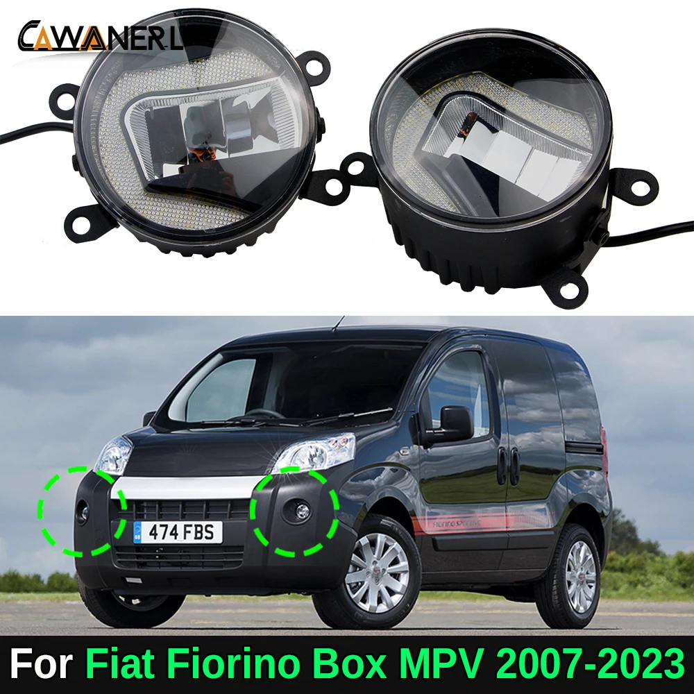 ledヘッドライト調整可能なフロントライトフォグライトエントランニングランプdrl機能fiatfiorinoboxmpv225-2007-2023-2in-1用2個