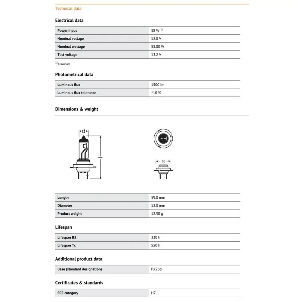 OSRAM Original H7 12V 55W CLASSIC White Headlight High / Low beam Automotive Standard Halogen Bulbs 64210 Wholesale 4