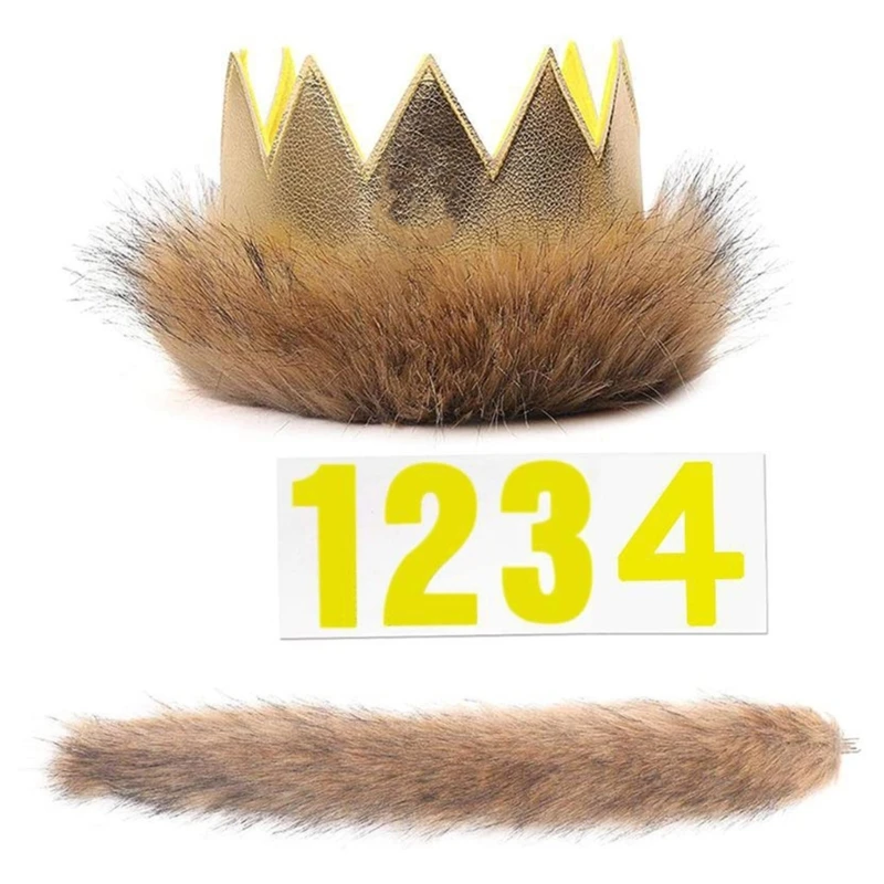 

2Pcs Baby Hat and Matching Tail Set with 1-4 Number Stickers Photo Props for Photoshoots and Birthday Parties