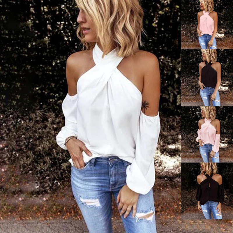 

GAOKE Off shoulder white blouse shirt Women bodycon blouse elegant summer sexy shirt 2023 female blusas tops & tees
