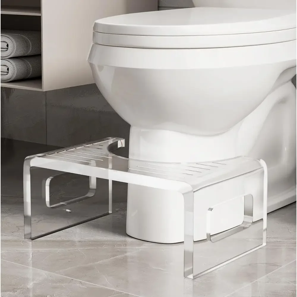7" Acrylic Toilet Stool Digestion-Optimizing Support 300LBS Modern Design Safety Step Stool 2