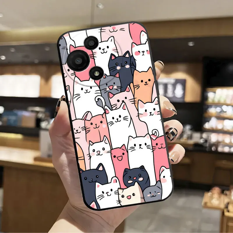 Fashion Print Black Silicone Phone Case - Soft Protective Cover