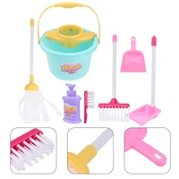 7 Pcs Cleaning Mopping Set Kids and Bucket Children Toys Pretend Play Playthings Mini for Dustpan Broom Plastic 2