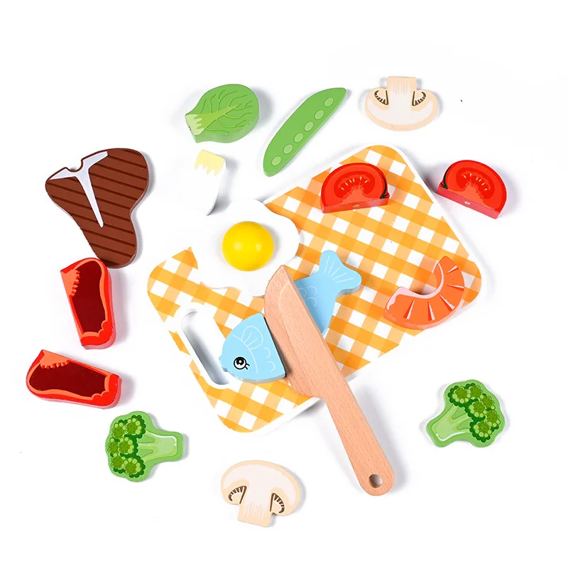 

Wooden Kitchen Fun Cutting Fruits Vegetables Pretend Play Toy Set Kid Montessori Educational Toy Parent Child Interaction Gift