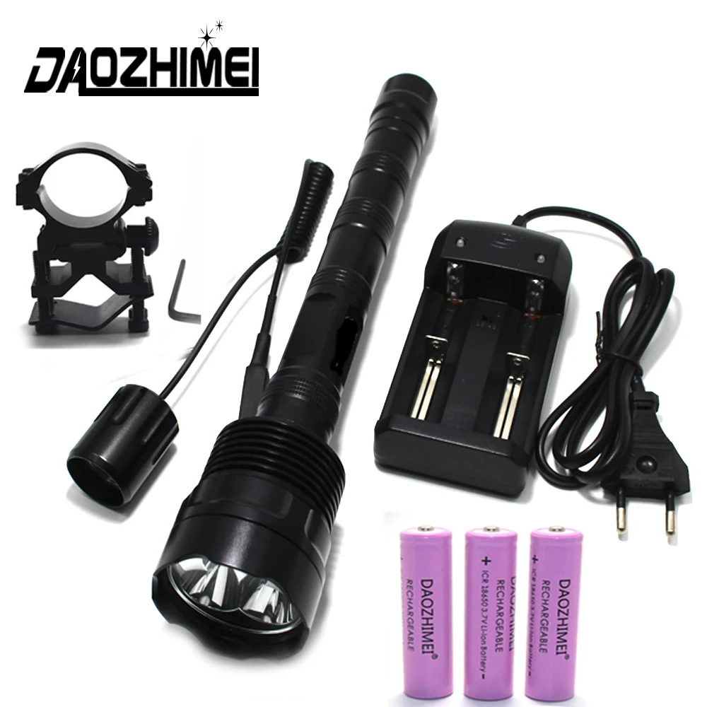 

High Power LED Flashlight 5 Mode Waterproof Hunting Tactical Flash Light Camping Headlamp 18650 Rechargeable Self Defense Torch