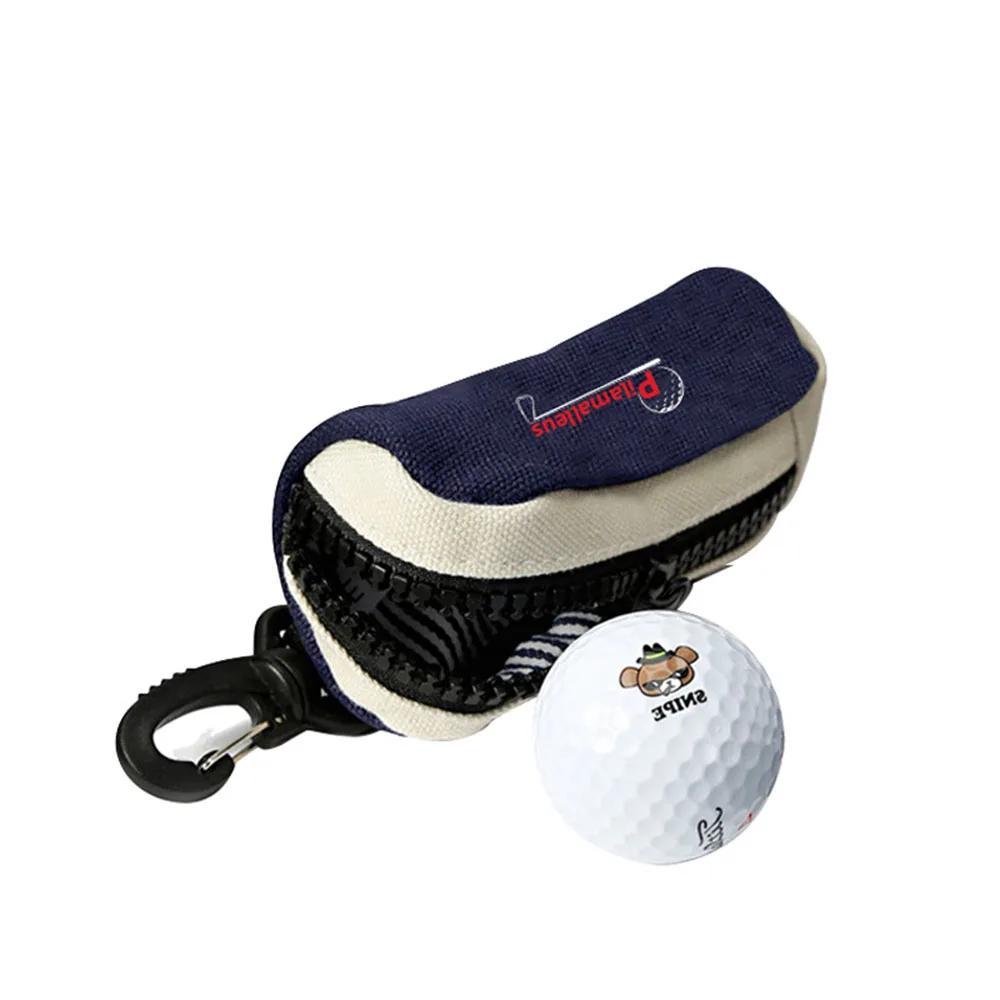 

1 Pcs Cotton Golf Ball Bag Zip Closure Holds 2 Balls Carabiner Design Portable Waist Bag Golf Outdoor Sports Accessories