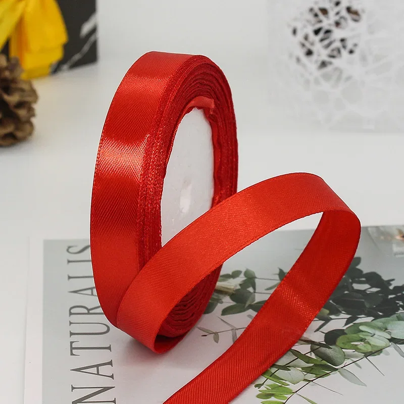 Solid Color Satin Ribbons - Handmade DIY Accessories for Weddings and Gift Wrapping (25 Yards)