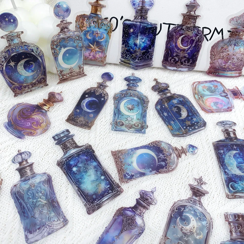 50 stücke Cartoon Flasche Von Mondphase Transparent PET Aufkleber Aufkleber Für Laptop Sammelalbum DIY Ästhetische Aufkleber Kreative Geschenke – Detail 6