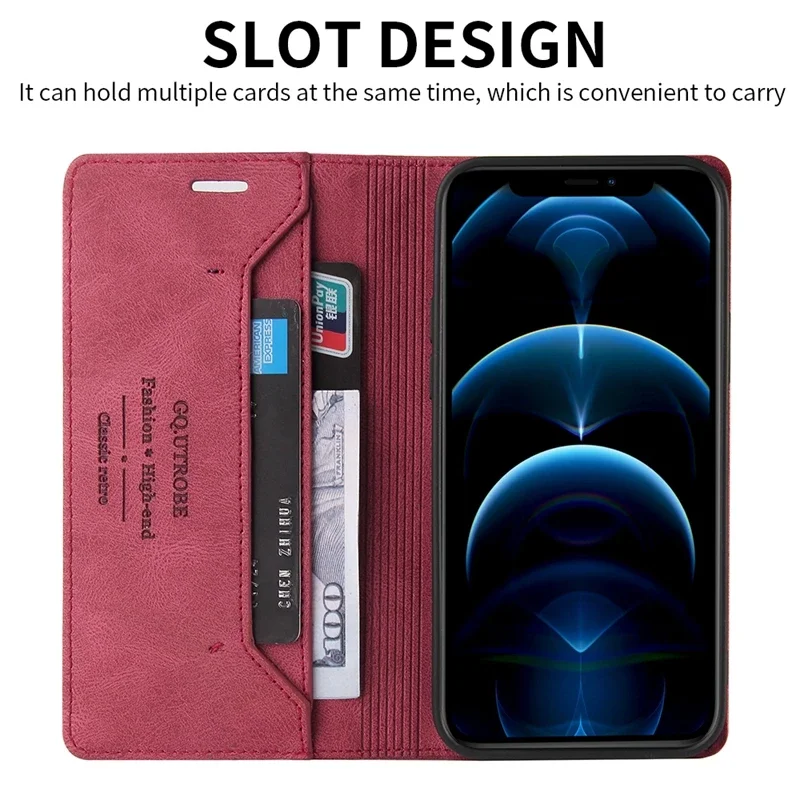 Premium Anti-Theft Leather Flip Wallet Case - Sleek and Secure Protection