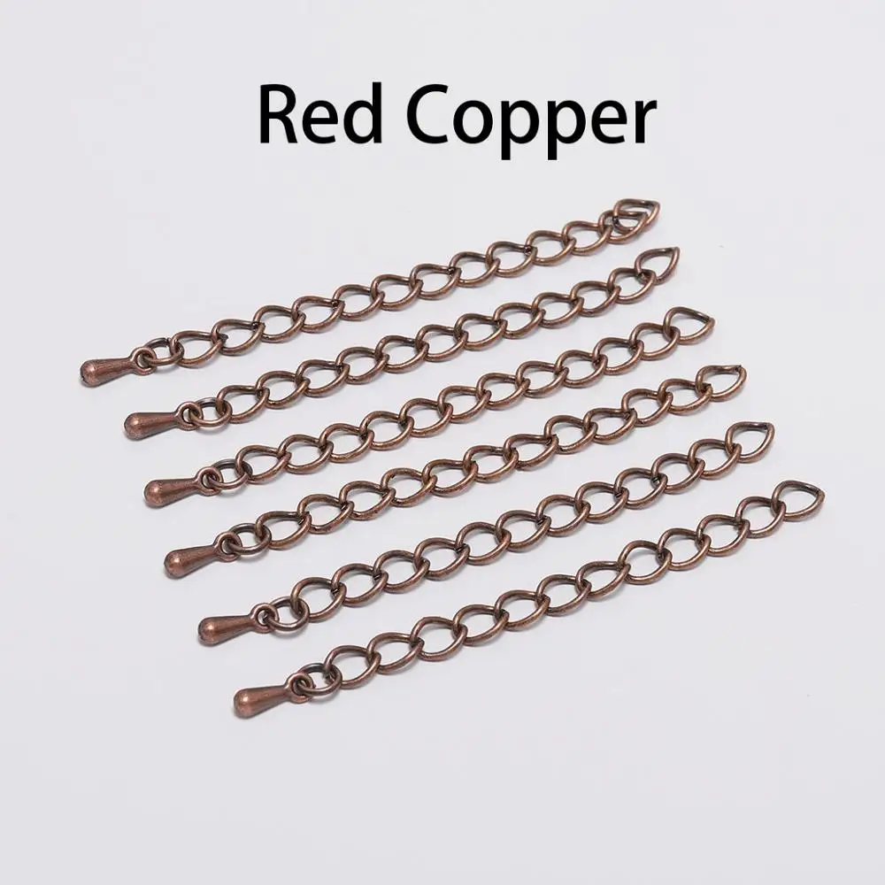 20 יח'\חבילה 50/70mm זהב רודיום מורחב הארכת שרשרות עם מים סוף טיפת חרוזים זנב מחברים לתכשיטים ביצוע ממצאי