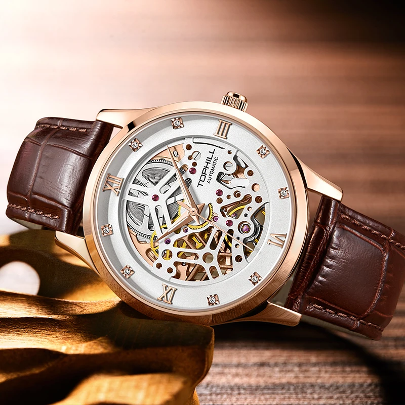 

Деловые мужские часы, автоматические механические часы 42 мм 5 бар, водонепроницаемые наручные часы с сапфировым стеклом для мужчин, кожаный ремешок
